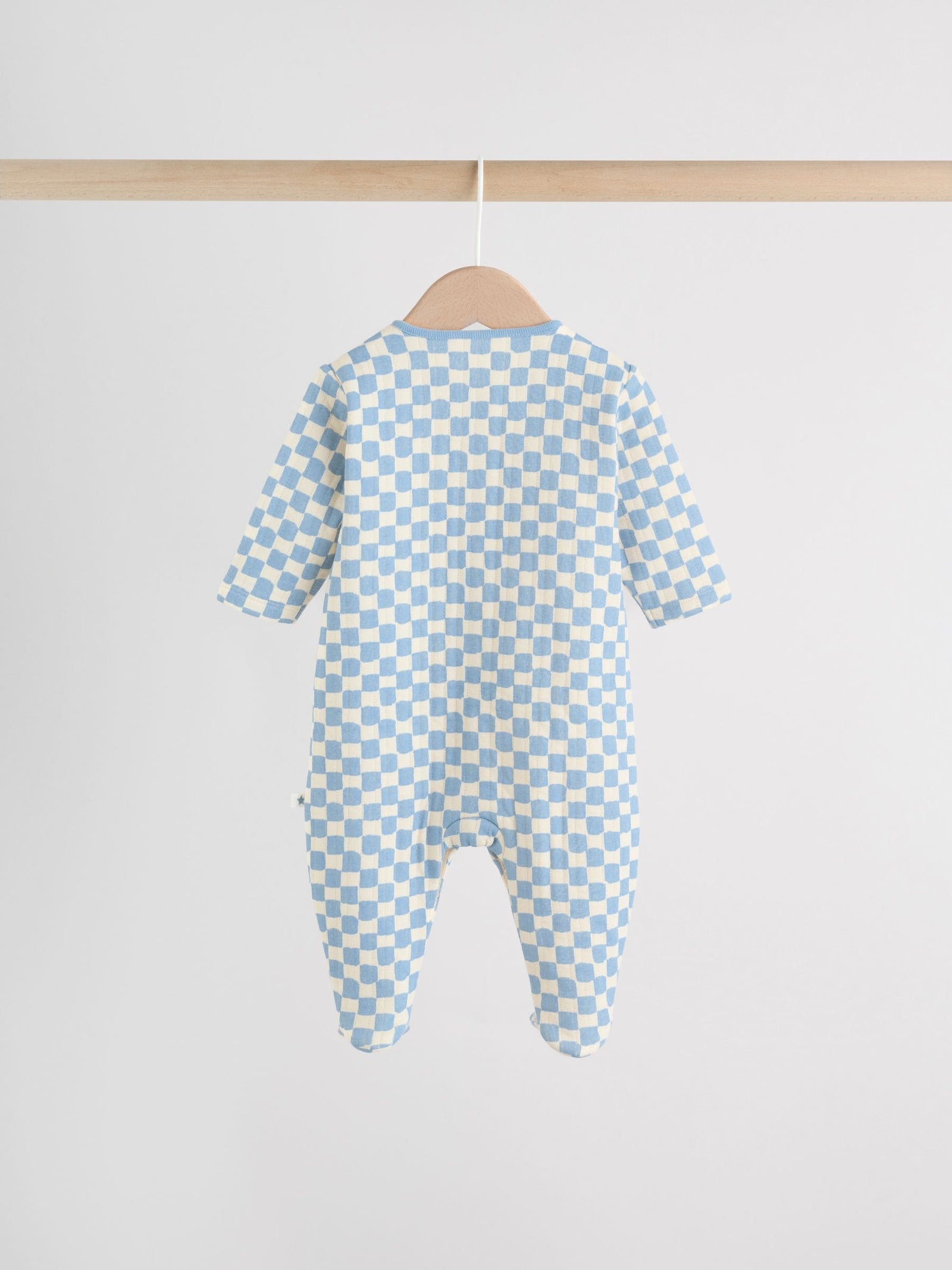 Blue 2 Pack Quilted Baby Sleepsuits