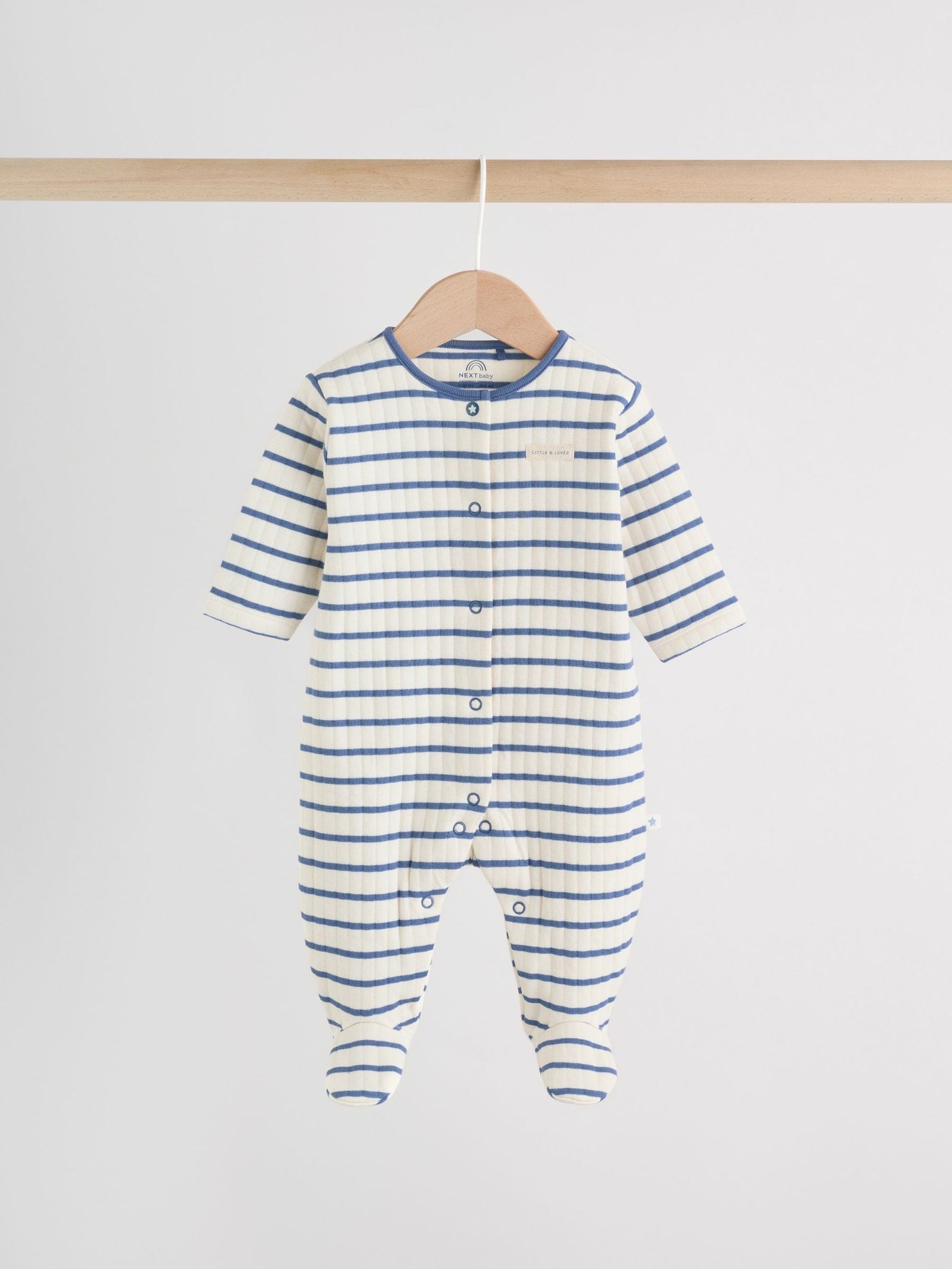 Blue 2 Pack Quilted Baby Sleepsuits