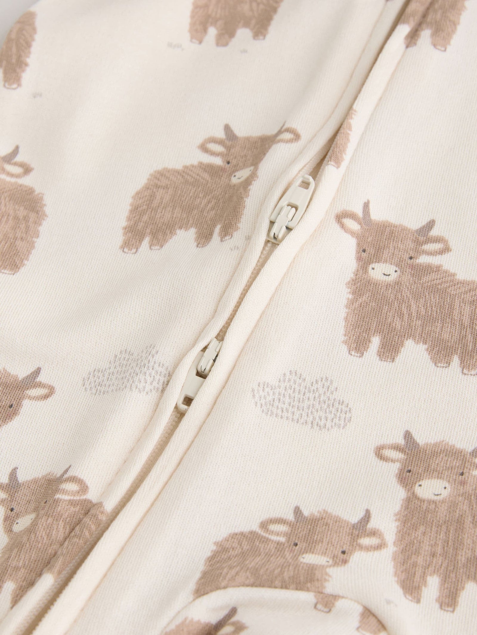 Neutral Hamish Two Way Zip Baby Sleepsuits 3 Pack (0-2yrs)