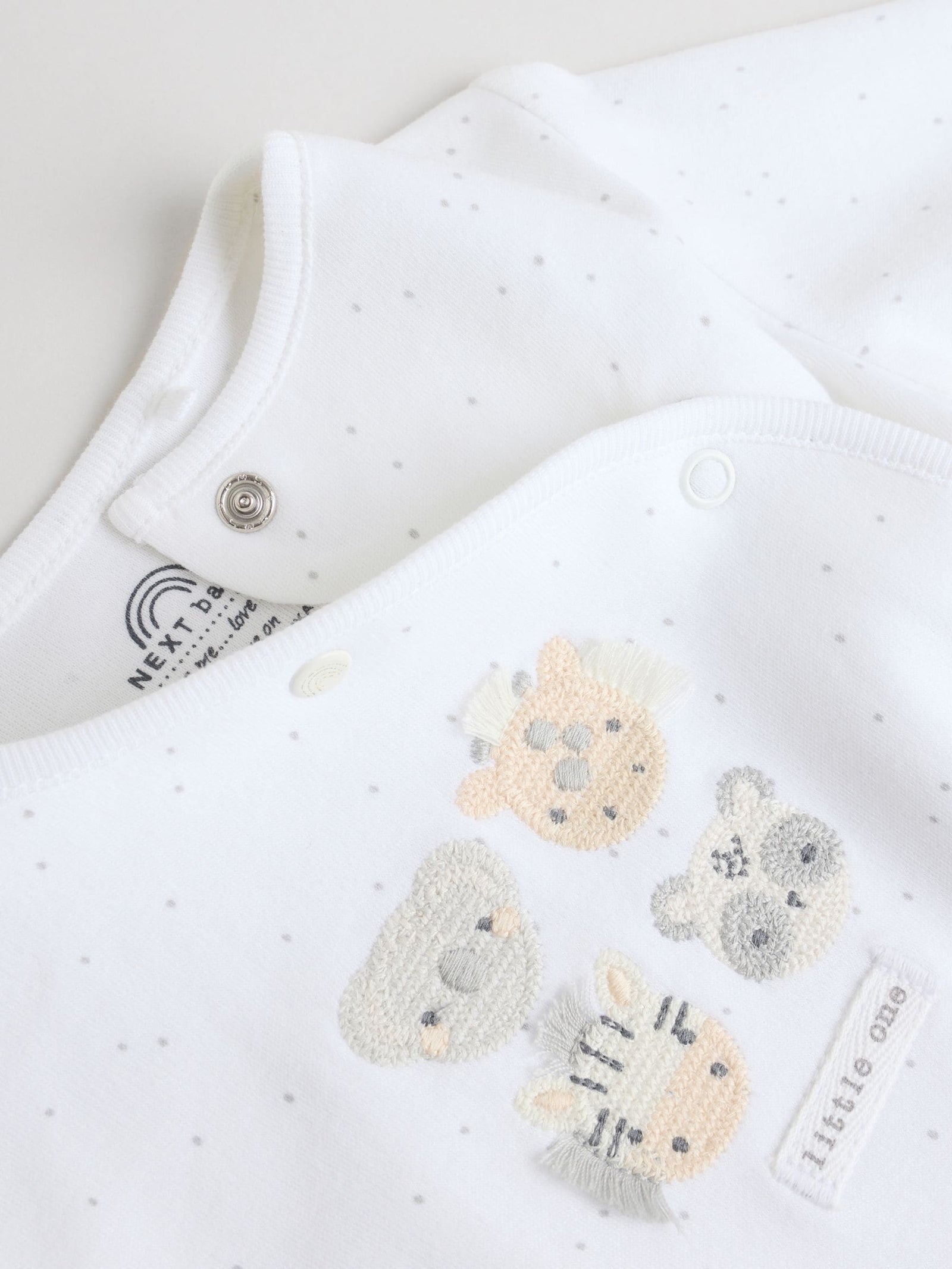 White Safari Baby Sleepsuits 3 Pack (0-2yrs)