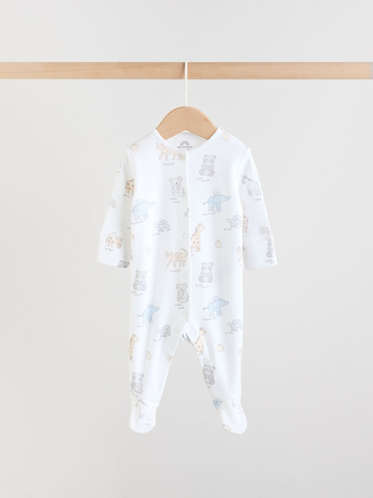 White Safari Baby Sleepsuits 3 Pack (0-2yrs)