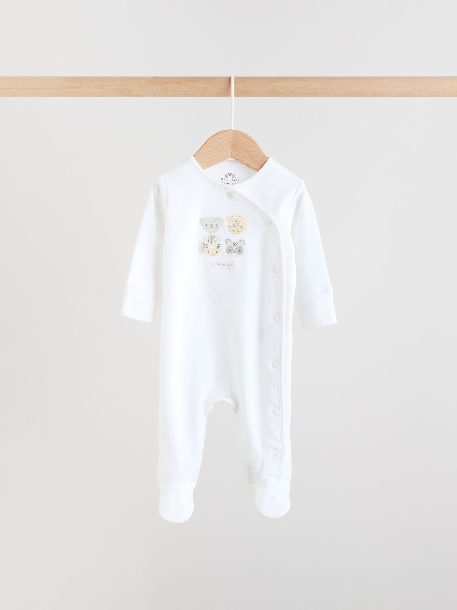 White Safari Baby Sleepsuits 3 Pack (0-2yrs)