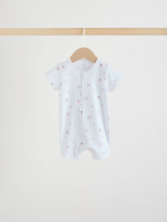 Pink Two Way Zip Baby Rompers 3 Pack (0mths-3yrs)