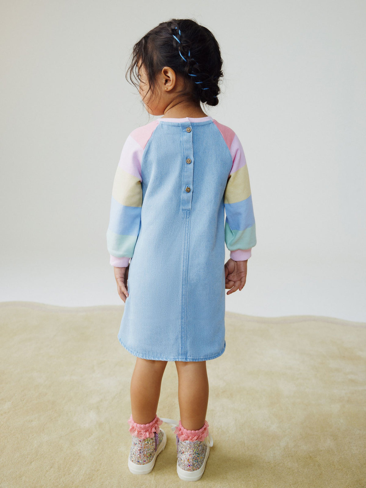 Pastel Rainbow Raglan Denim Dress (3mths-8yrs)
