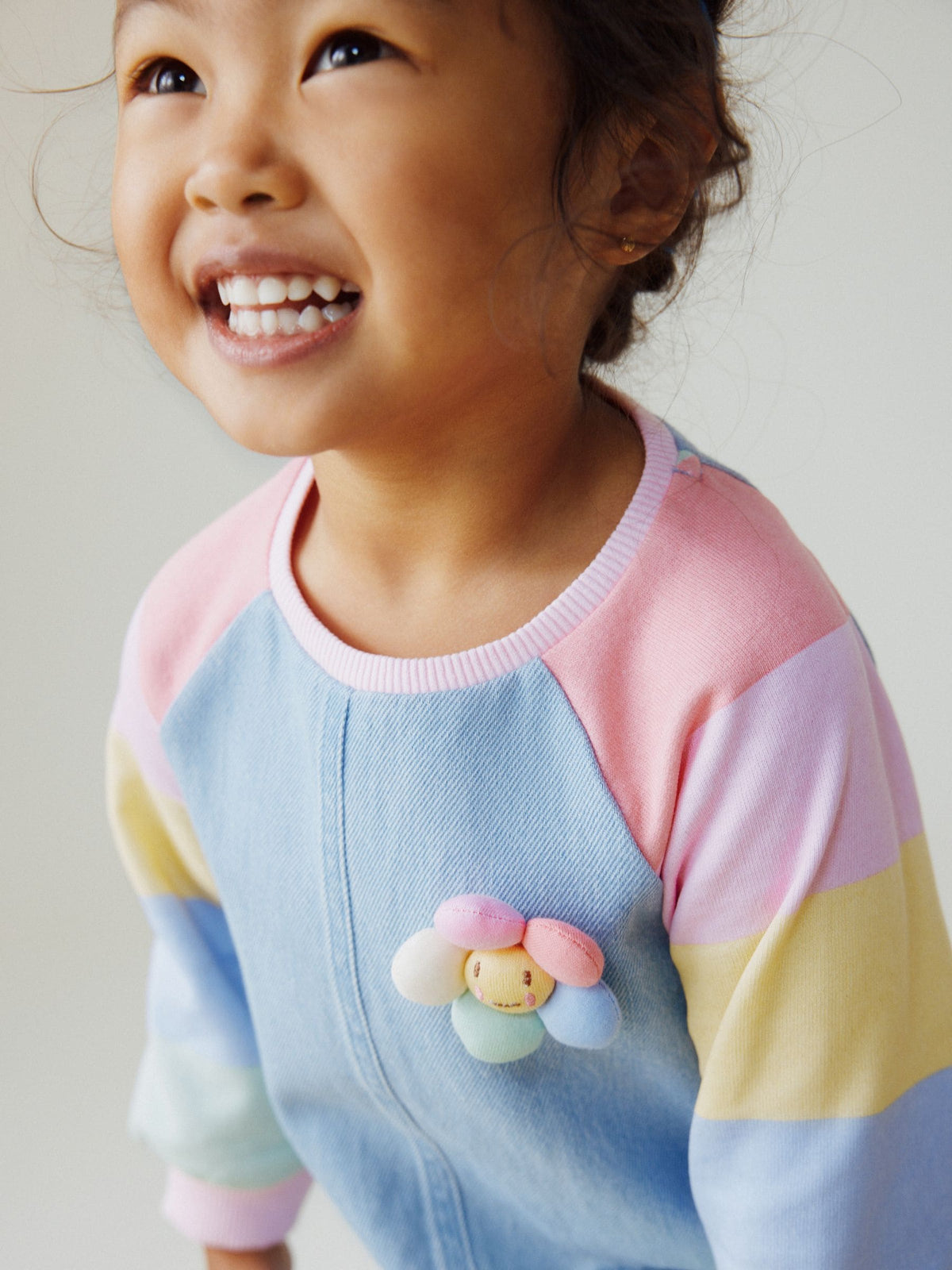 Pastel Rainbow Raglan Denim Dress (3mths-8yrs)