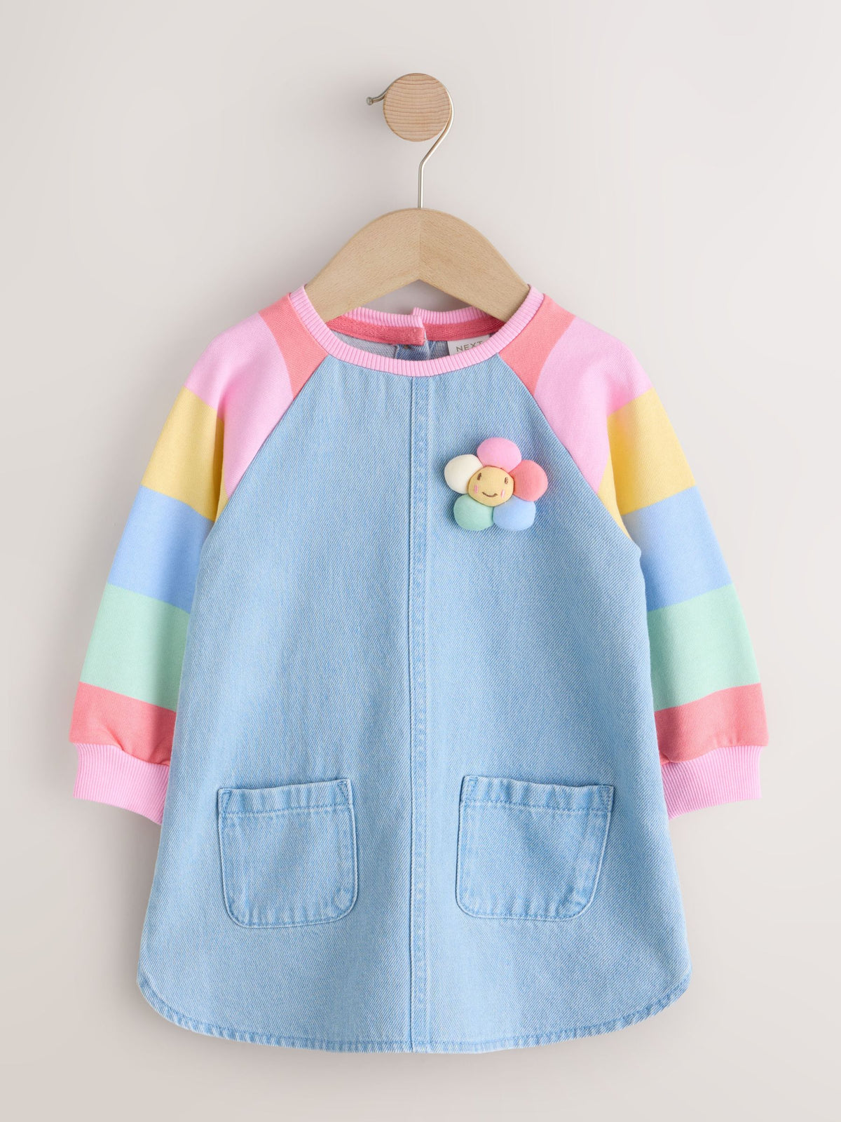 Pastel Rainbow Raglan Denim Dress (3mths-8yrs)