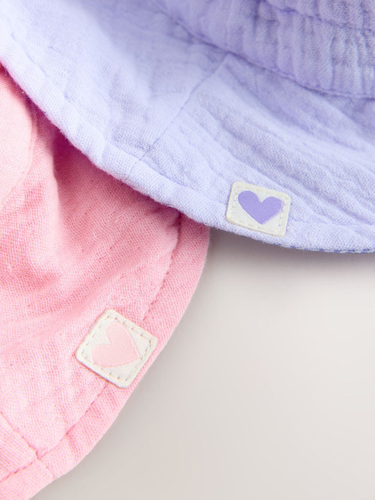 Pink/Purple Crinkle 2 Pack Baby Bucket Hat