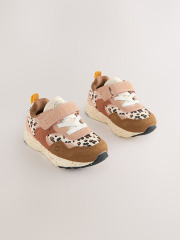 Neutral Animal Wide Fit (G) Elastic Lace Touch Fasten Trainers
