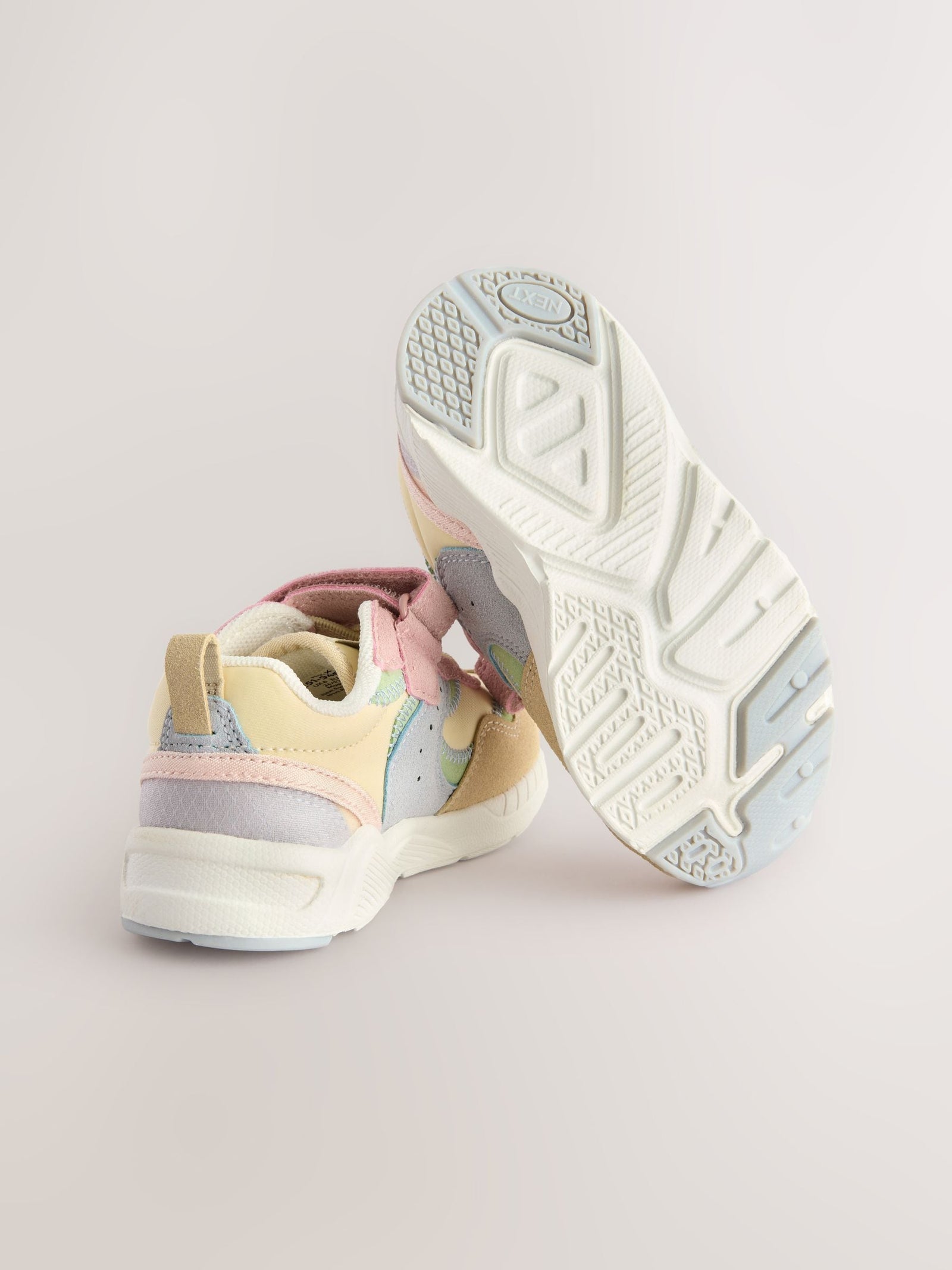 Multi Pastel Wide Fit (G) Elastic Lace Touch Fasten Trainers