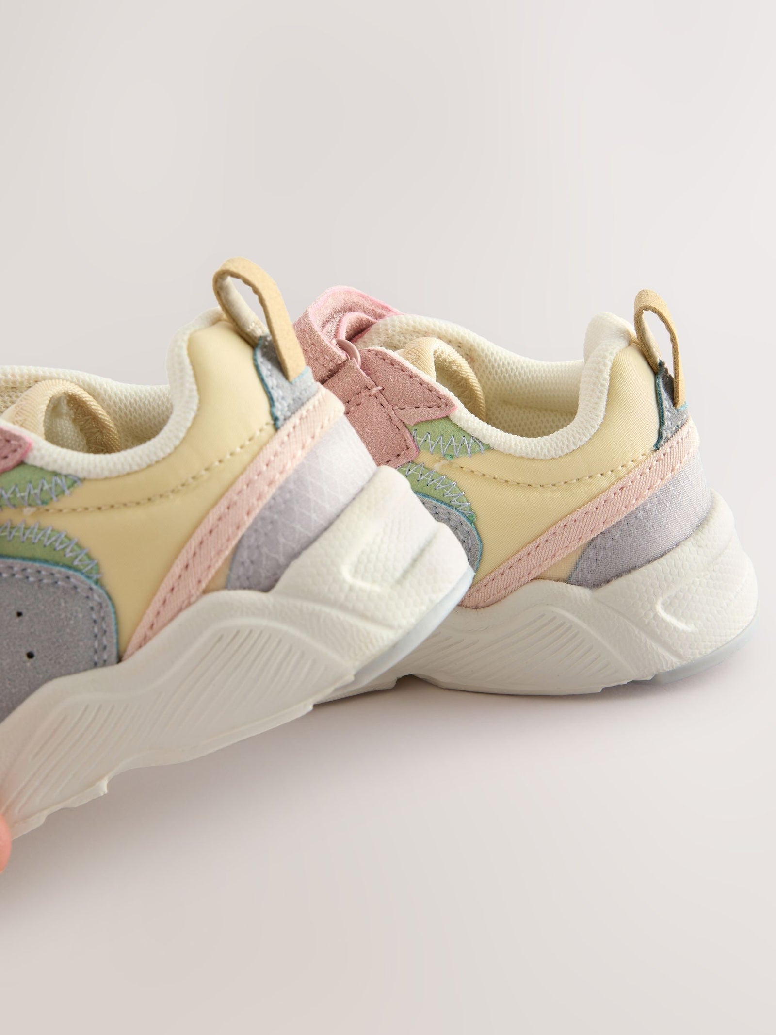 Multi Pastel Wide Fit (G) Elastic Lace Touch Fasten Trainers