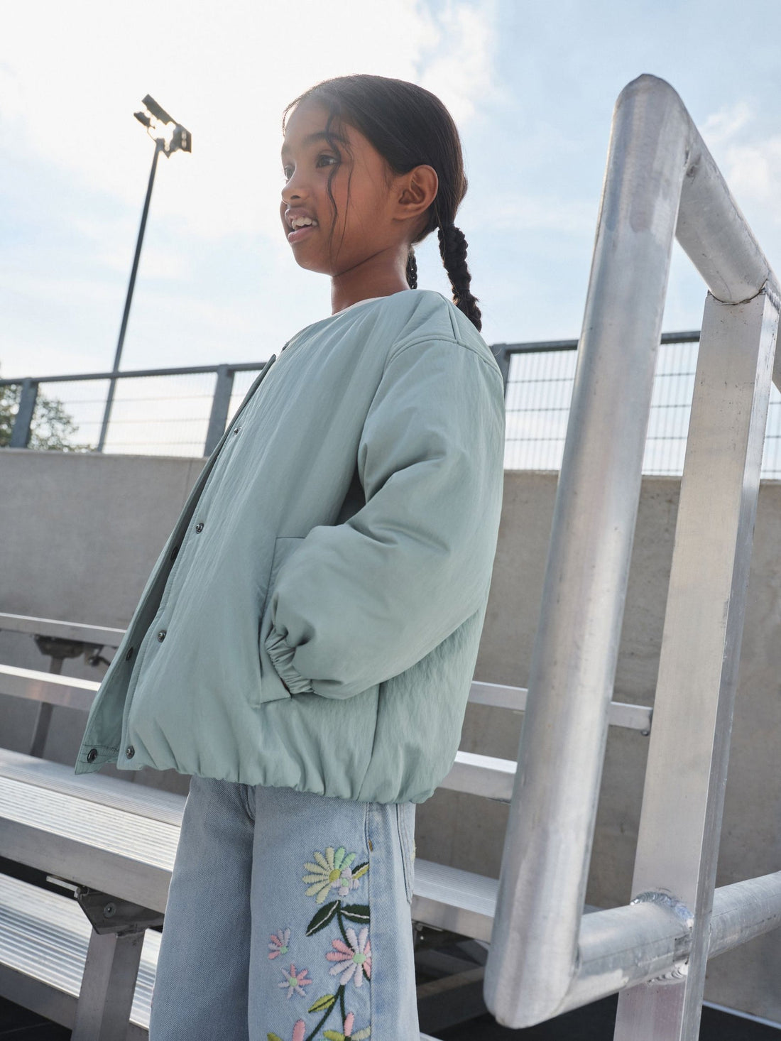 Mint Green Shower Resistant Bomber Jacket (6-14yrs)