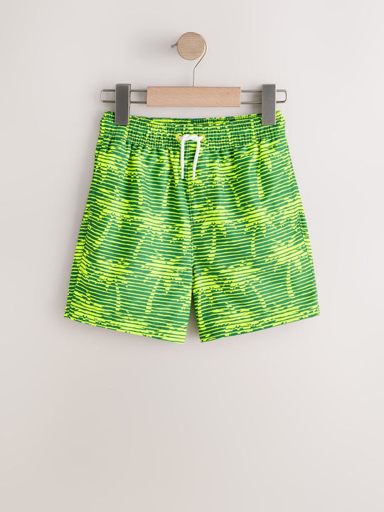 Yellow Palm Tree Printed Swim Shorts (3-16yrs)