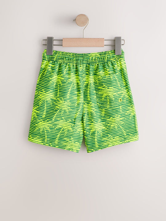 Yellow Palm Tree Printed Swim Shorts (3-16yrs)