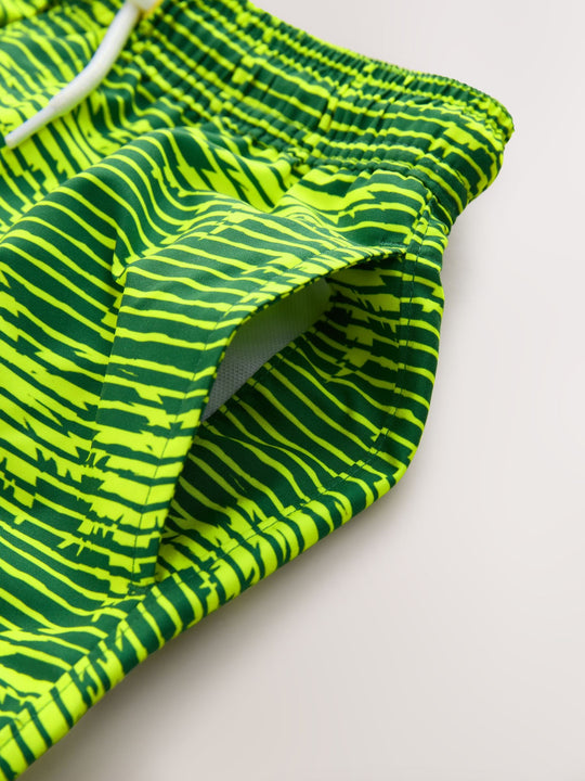 Yellow Palm Tree Printed Swim Shorts (3-16yrs)