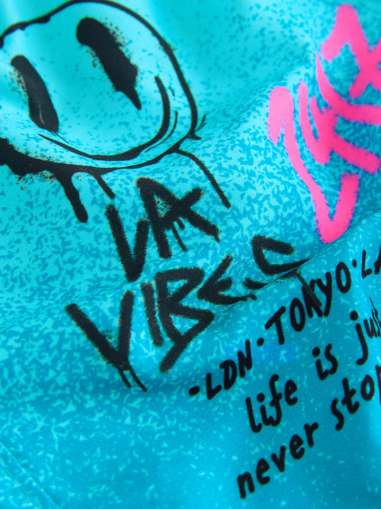 Blue Graffiti Printed Swim Shorts (3-16yrs)