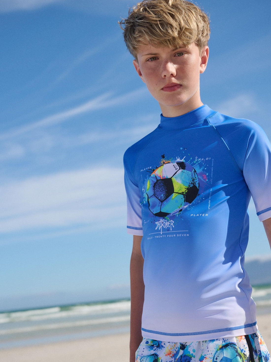 Cobalt Blue Football Short Sleeve Rash Vest (1.5-16yrs)