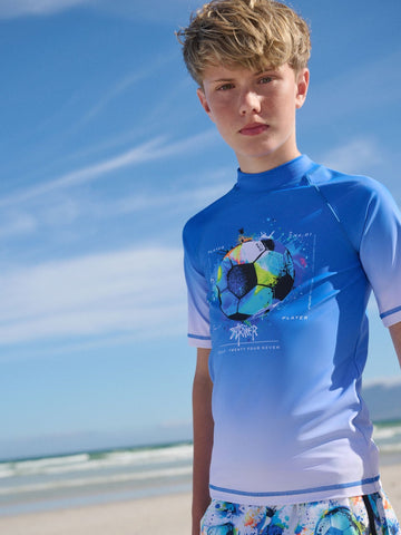 Cobalt Blue Football Short Sleeve Rash Vest (1.5-16yrs)