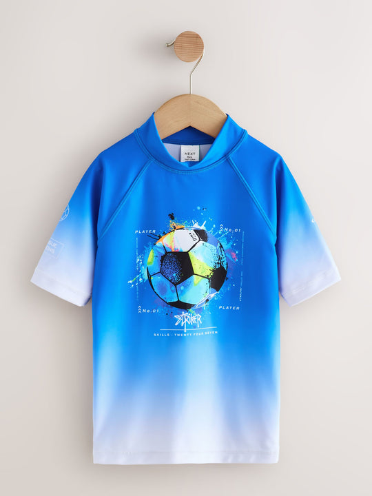 Cobalt Blue Football Short Sleeve Rash Vest (1.5-16yrs)
