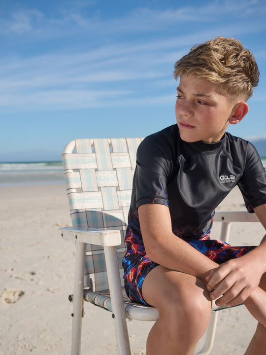 Black Lightening Bolt Short Sleeve Rash Vest (1.5-16yrs)