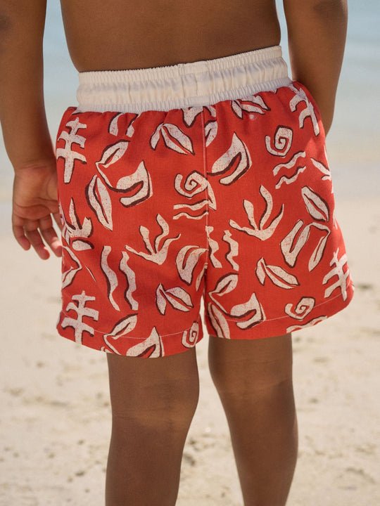 Red Printed Swim Shorts (3mths-7yrs)