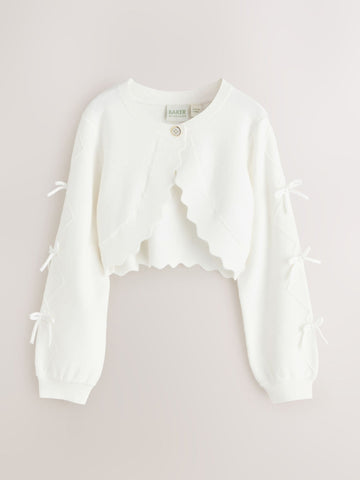 Baker by Ted Baker Bow Sleeve Scallop Edge Cardigan