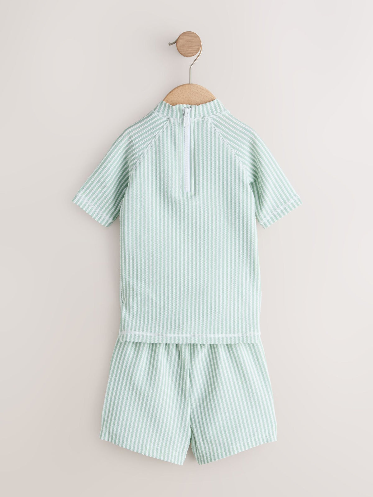 Green Textured Rash Vest and Swim Shorts Set (3mths-7yrs)