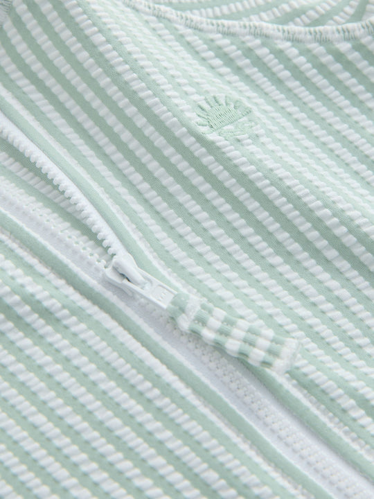 Mint Green Striped Sunsafe Swimsuit and Hat Set (3mths-7yrs)