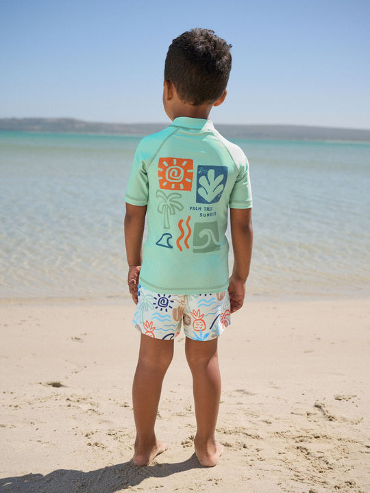 Sage Green Rash Vest and Swim Shorts Set (3mths-7yrs)