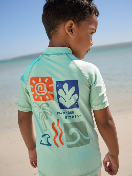 Sage Green Rash Vest and Swim Shorts Set (3mths-7yrs)