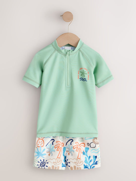 Sage Green Rash Vest and Swim Shorts Set (3mths-7yrs)