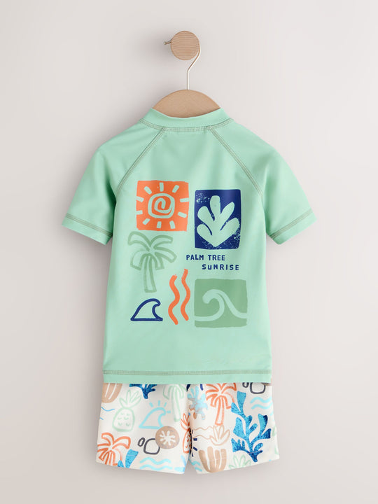 Sage Green Rash Vest and Swim Shorts Set (3mths-7yrs)