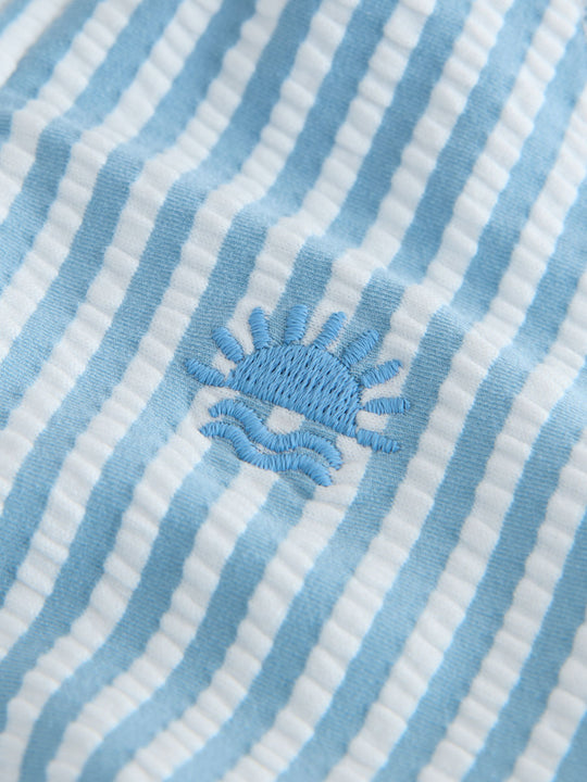 Light Blue Striped Sunsafe Swimsuit and Hat Set (3mths-7yrs)