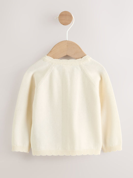 Natural Embroidered Baby Bunny Cardigan (0mths-3yrs)