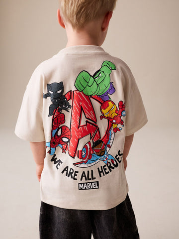 Light Grey Marvel Short Sleeve Cotton T-Shirt (3mths-8yrs)