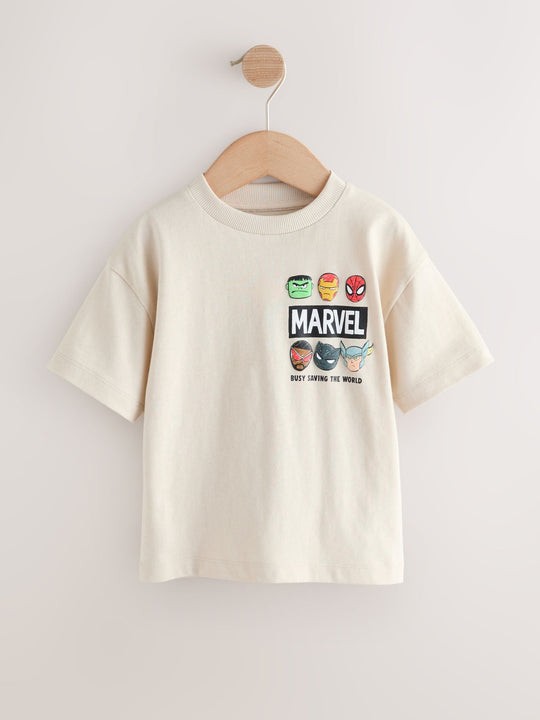 Light Grey Marvel Short Sleeve Cotton T-Shirt (3mths-8yrs)