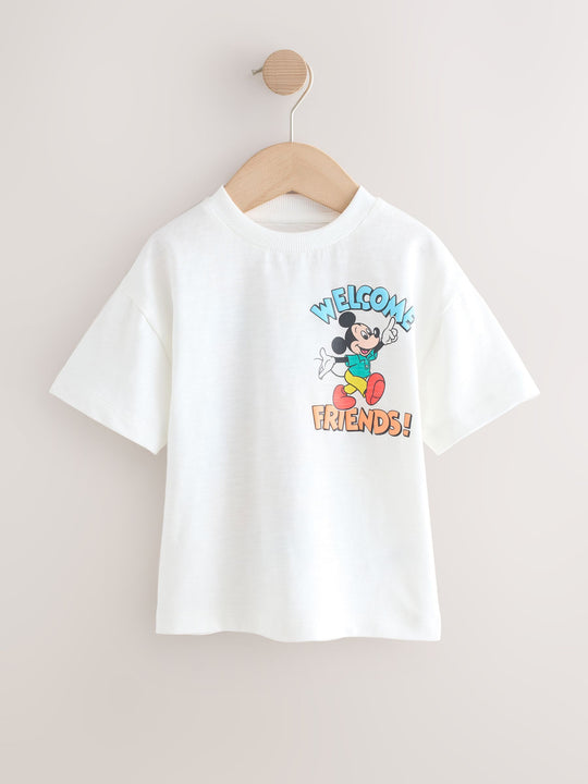 White Printed Mickey Mouse Short Sleeve T-Shirt (3mths-8yrs)