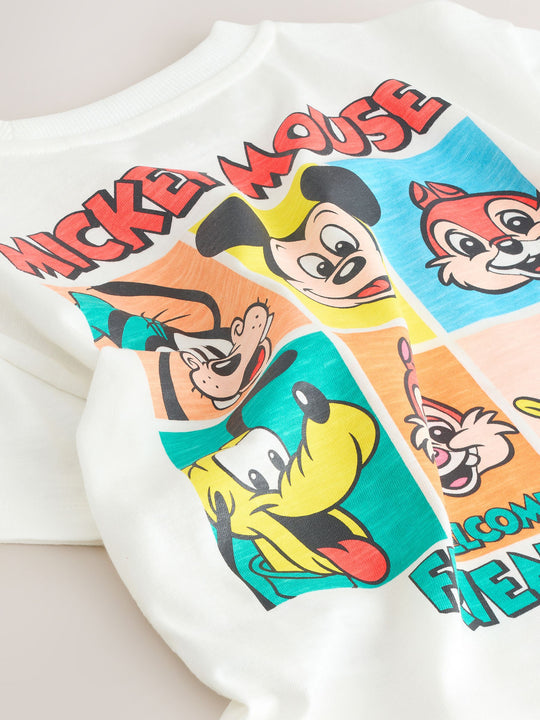 White Printed Mickey Mouse Short Sleeve T-Shirt (3mths-8yrs)