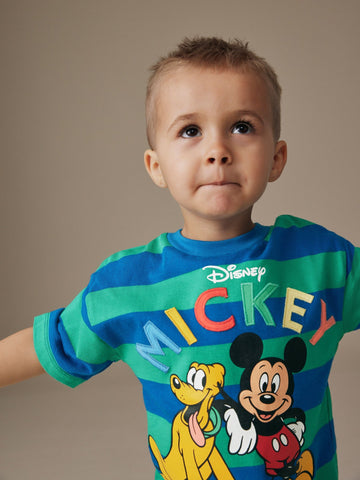 Blue/Green Mickey Mouse Short Sleeve T-Shirt (3mths-8yrs)
