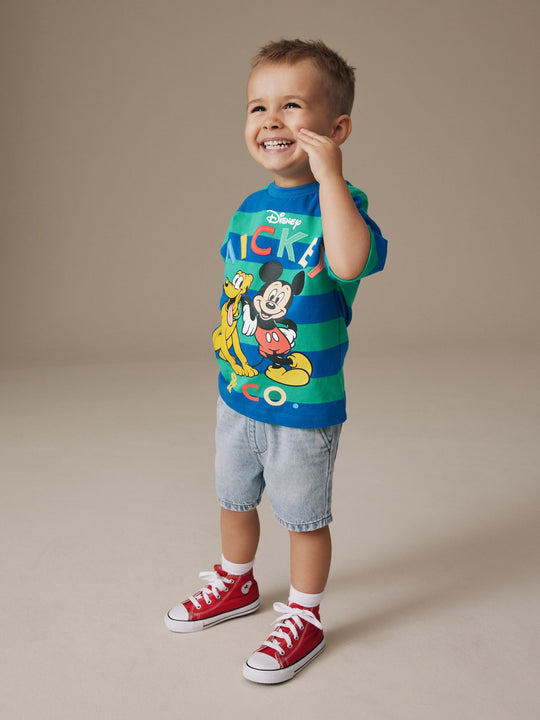Blue/Green Mickey Mouse Short Sleeve T-Shirt (3mths-8yrs)