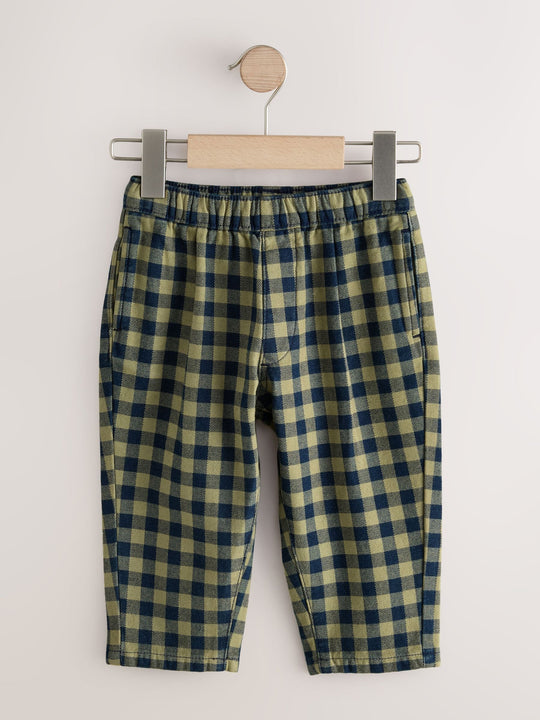 Navy Gingham Barrel Pull On Trousers (3mths-7yrs) (3mths-7yrs)