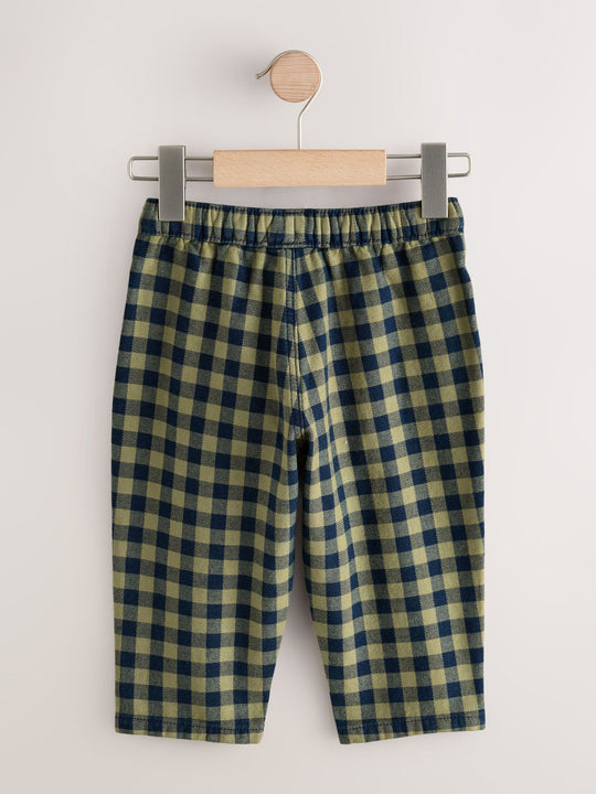 Navy Gingham Barrel Pull On Trousers (3mths-7yrs) (3mths-7yrs)
