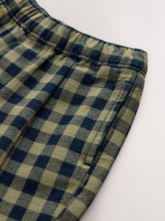 Navy Gingham Barrel Pull On Trousers (3mths-7yrs) (3mths-7yrs)