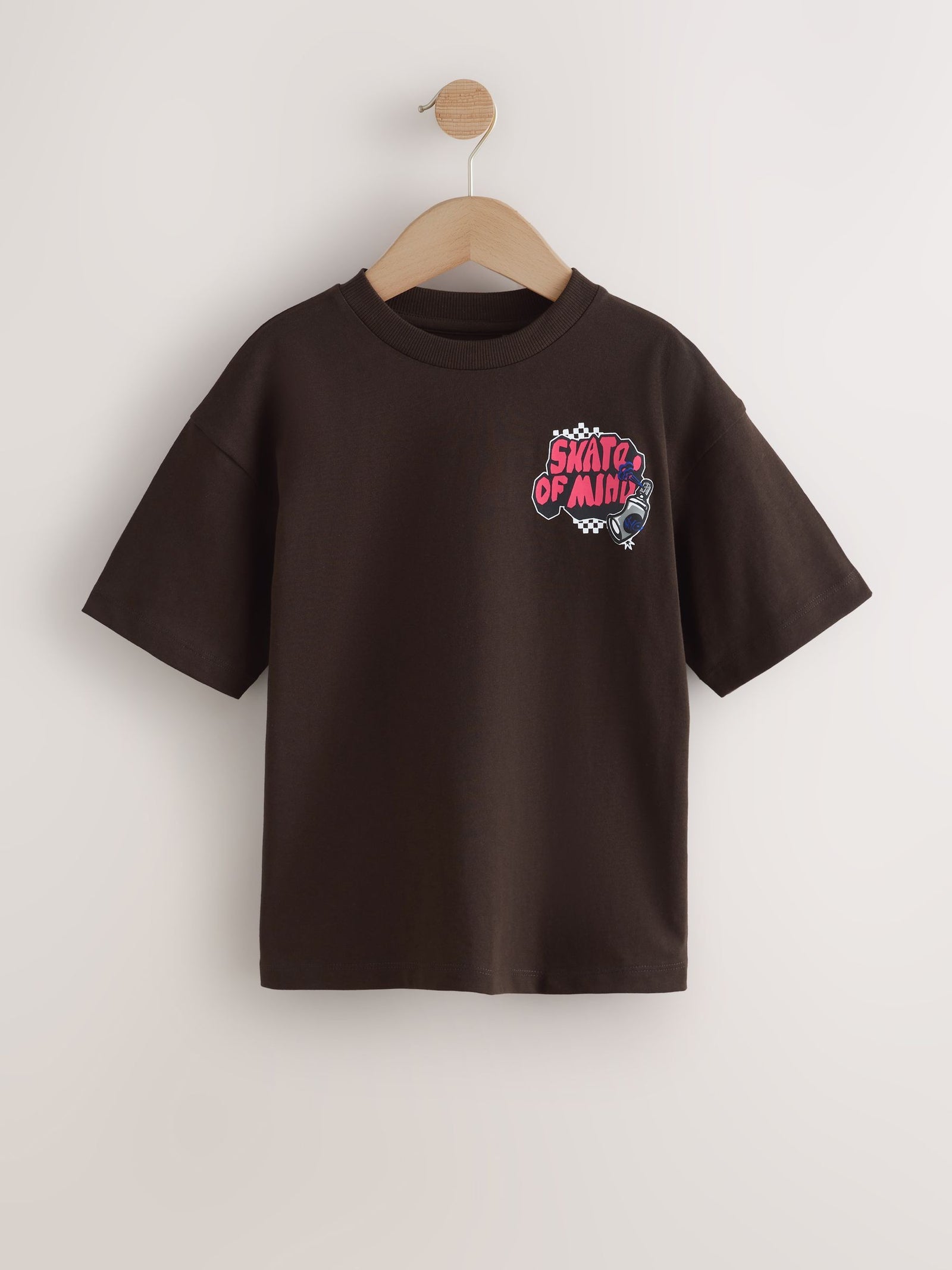 Brown Back Print Short Sleeve Graphic T-Shirt (3-16yrs)