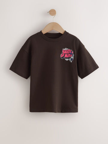 Brown Back Print Short Sleeve Graphic T-Shirt (3-16yrs)