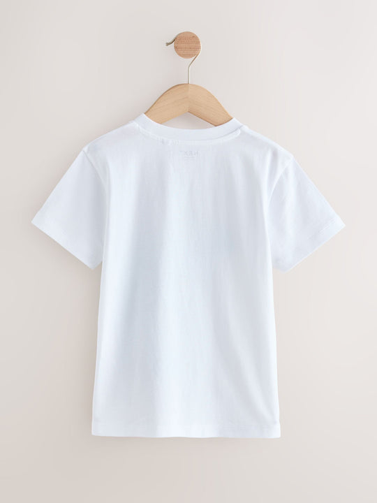 White/Blue Dino Regular Fit Short Sleeve Graphic Print T-Shirt (3-16yrs)