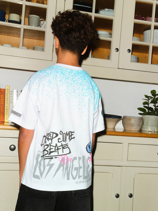 White Spray Graffiti Short Sleeve Graphic T-Shirt (3-16yrs)