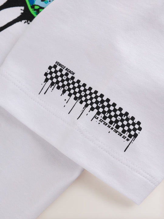 White Spray Graffiti Short Sleeve Graphic T-Shirt (3-16yrs)