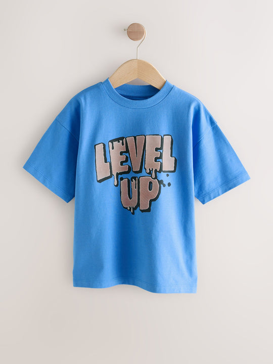 Blue Level Up Short Sleeve Graphic T-Shirt (3-16yrs)