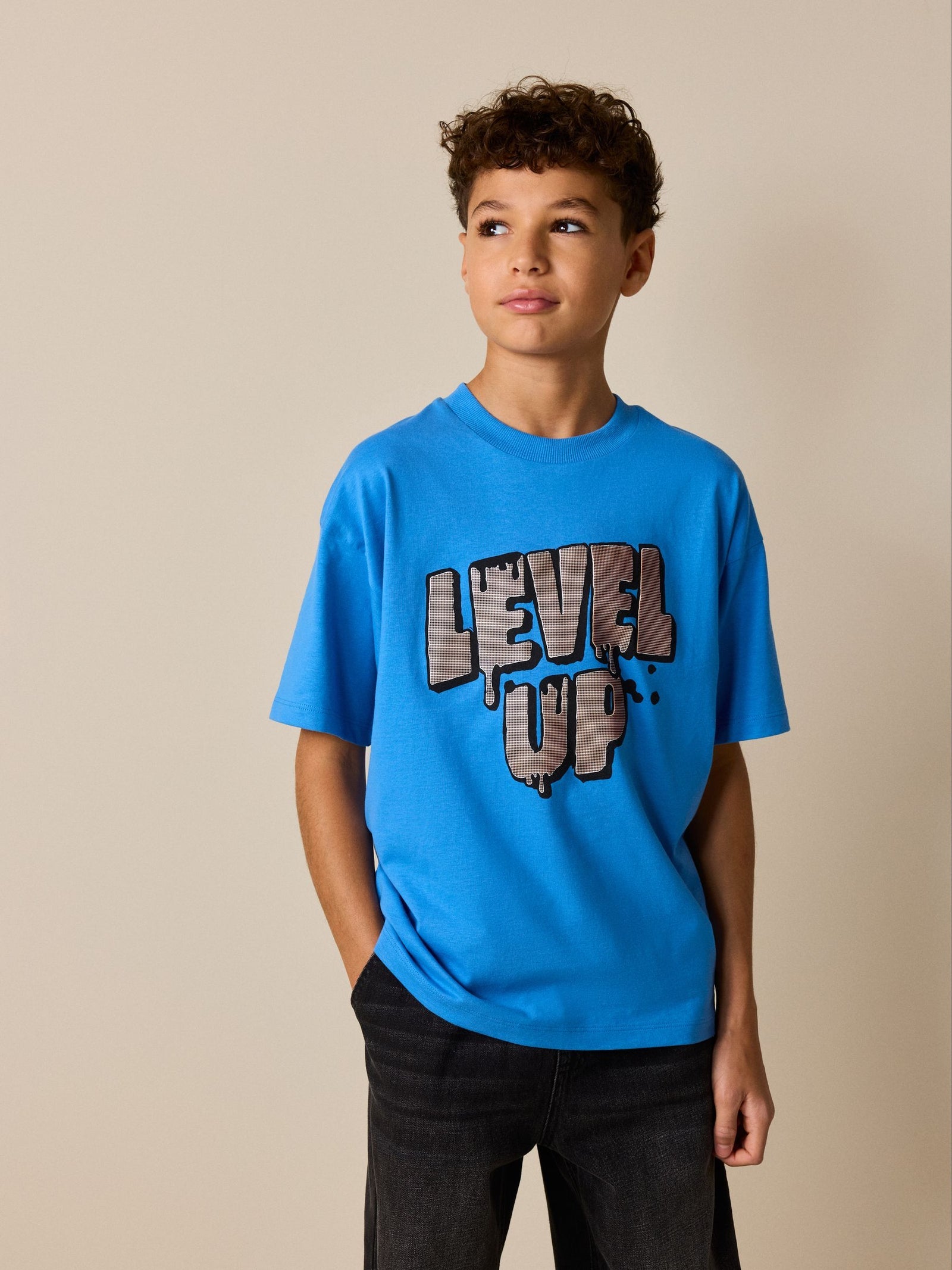 Blue Level Up Short Sleeve Graphic T-Shirt (3-16yrs)