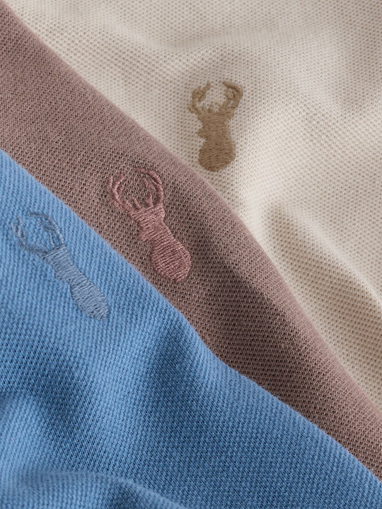 Blue/Mink/Cement Short Sleeve Polo Shirts 3 Pack (3-16yrs)